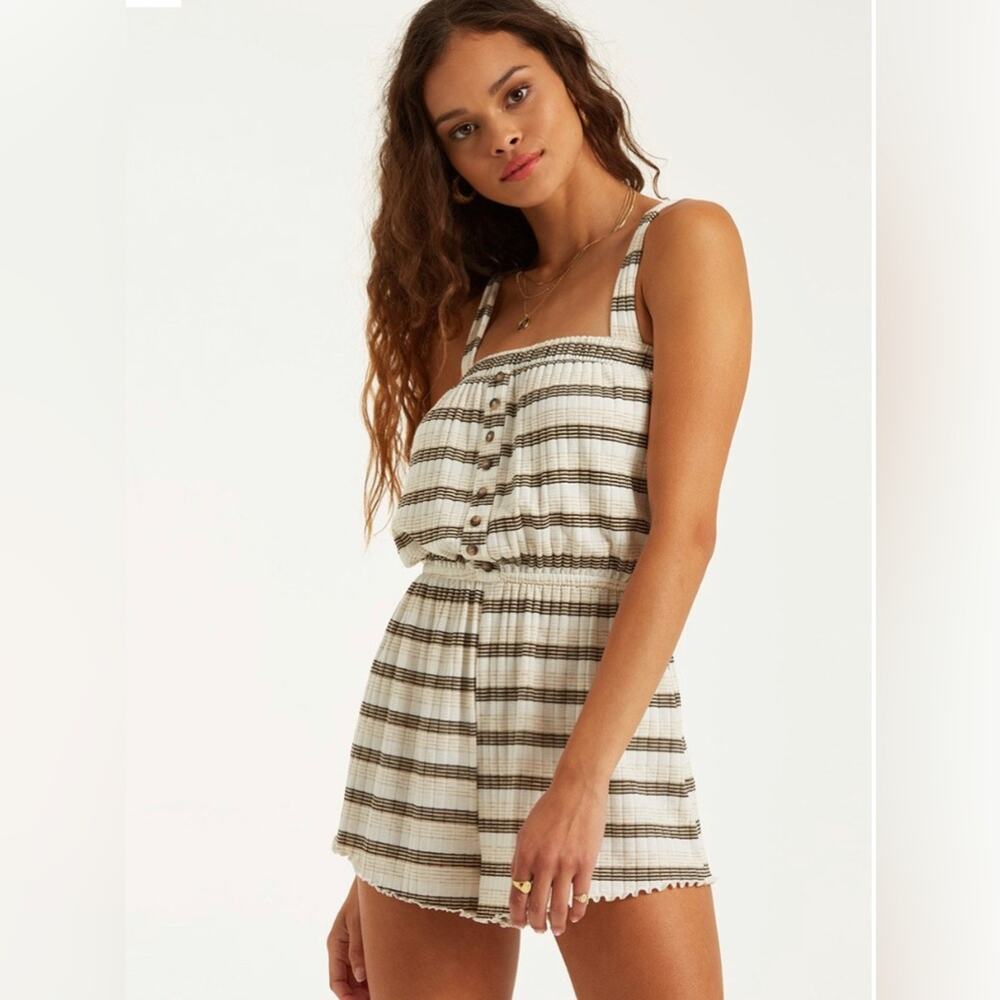 Billabong Move Free Romper, Small, Summer, Lightweight, striped knit fabric